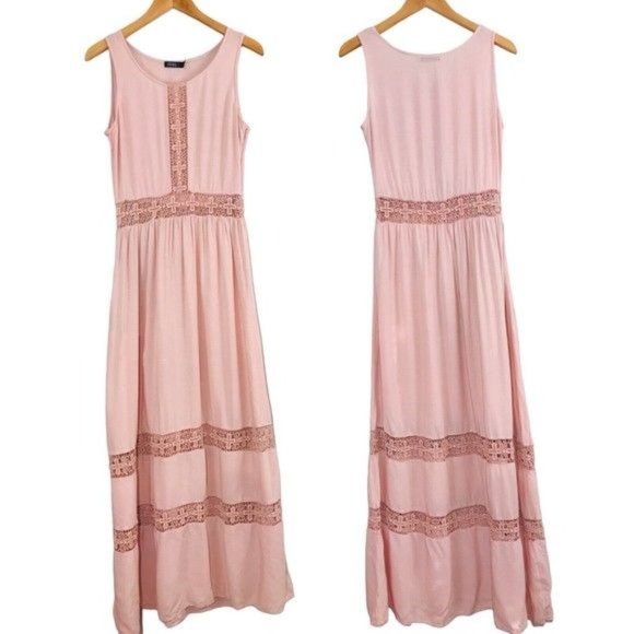 CURE Embroidered Lace Inset Maxi Dress Size Large - Picture 1 of 9